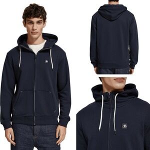 Scotch & Soda Dark Blue Zip-Up Hooded Sweater Size Small